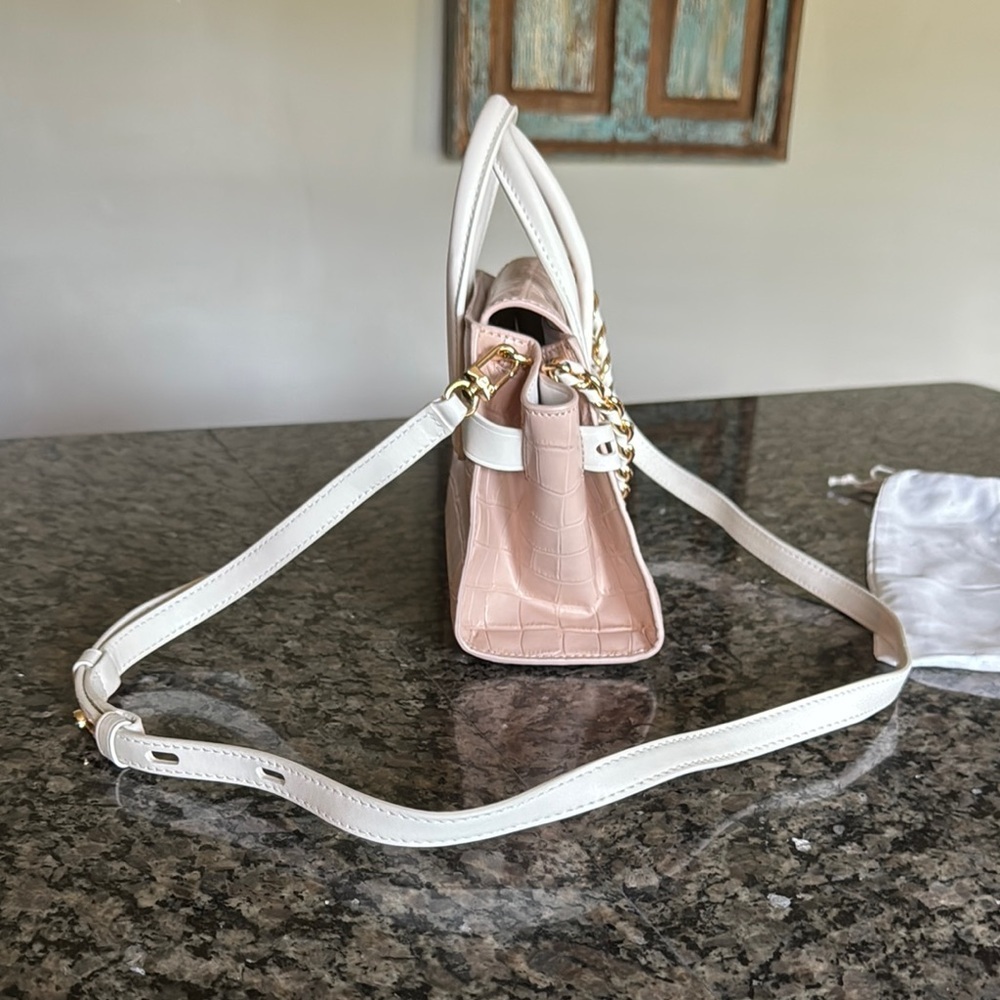 Michael Kors small Pink and Gold Satchel Chic Chain Detail & crossbody NWT - Picture 4 of 12
